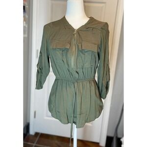 J For Justify Blouse Olive Green‎ Blouse Size Small 100% Rayon